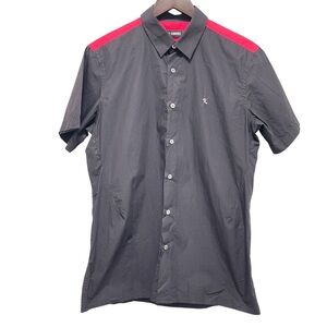 Raf Simons Cotton Short Sleeve Button Up Black Pink Shirt Size 48 Medium